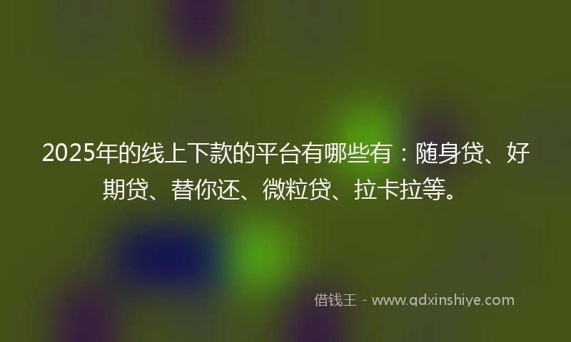 2025年的线上下款的平台有哪些有：随身贷、好期贷、替你还、微粒贷、拉卡拉等。