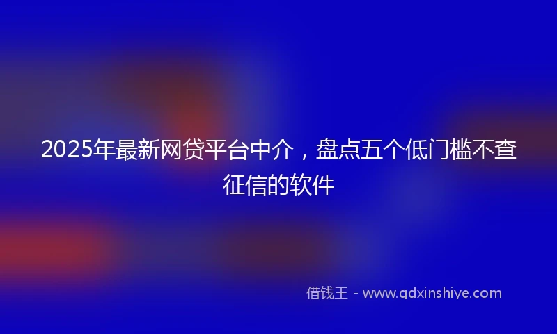 2025年最新网贷平台中介，盘点五个低门槛不查征信的软件