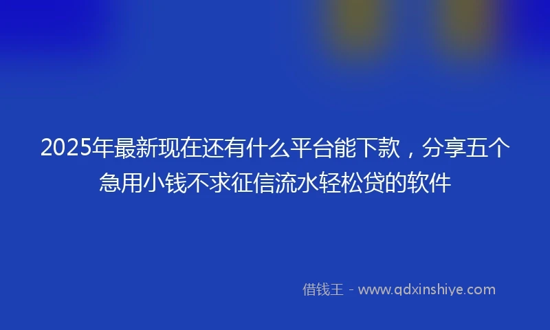 2025年最新现在还有什么平台能下款，分享五个急用小钱不求征信流水轻松贷的软件