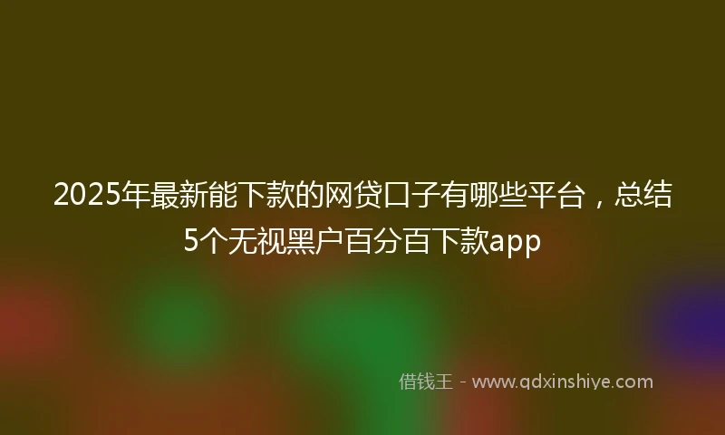 2025年最新能下款的网贷口子有哪些平台，总结5个无视黑户百分百下款app