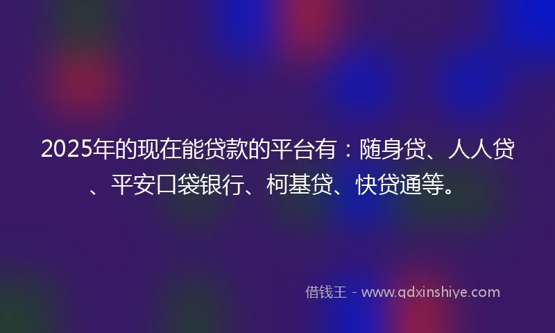 2025年的现在能贷款的平台有：随身贷、人人贷、平安口袋银行、柯基贷、快贷通等。