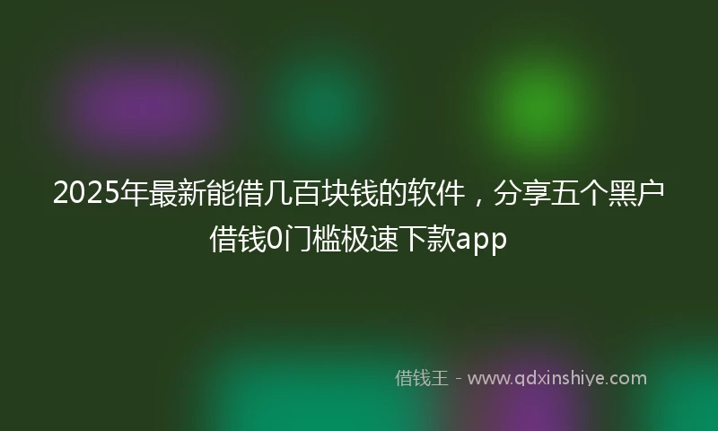 2025年最新能借几百块钱的软件，分享五个黑户借钱0门槛极速下款app