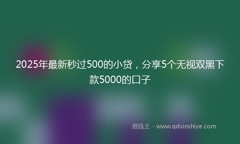 2025年最新秒过500的小贷，分享5个无视双黑下款5000的口子
