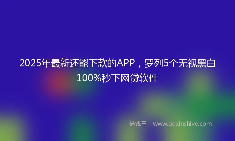 2025年最新还能下款的APP，罗列5个无视黑白100%秒下网贷软件