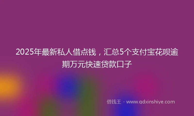 2025年最新私人借点钱，汇总5个支付宝花呗逾期万元快速贷款口子