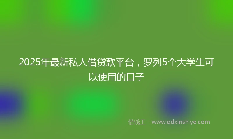 2025年最新私人借贷款平台，罗列5个大学生可以使用的口子