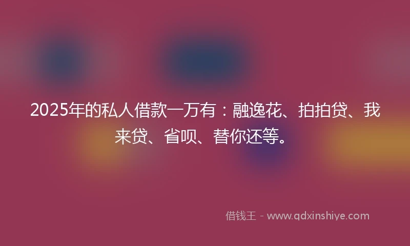 2025年的私人借款一万有：融逸花、拍拍贷、我来贷、省呗、替你还等。