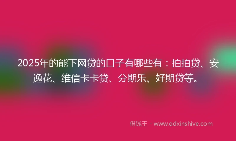 2025年的能下网贷的口子有哪些有：拍拍贷、安逸花、维信卡卡贷、分期乐、好期贷等。