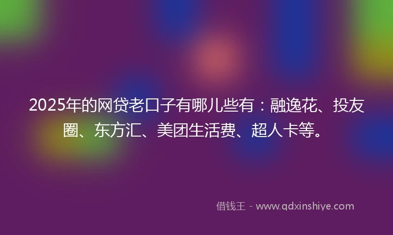 2025年的网贷老口子有哪儿些有：融逸花、投友圈、东方汇、美团生活费、超人卡等。