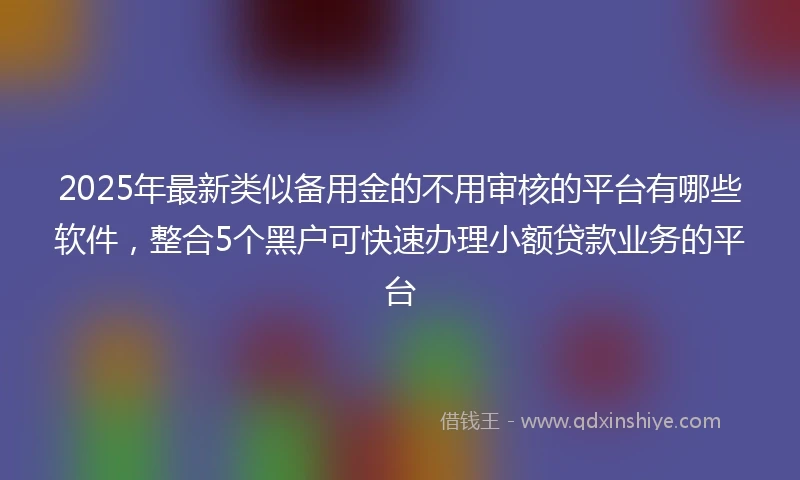 2025年最新类似备用金的不用审核的平台有哪些软件，整合5个黑户可快速办理小额贷款业务的平台