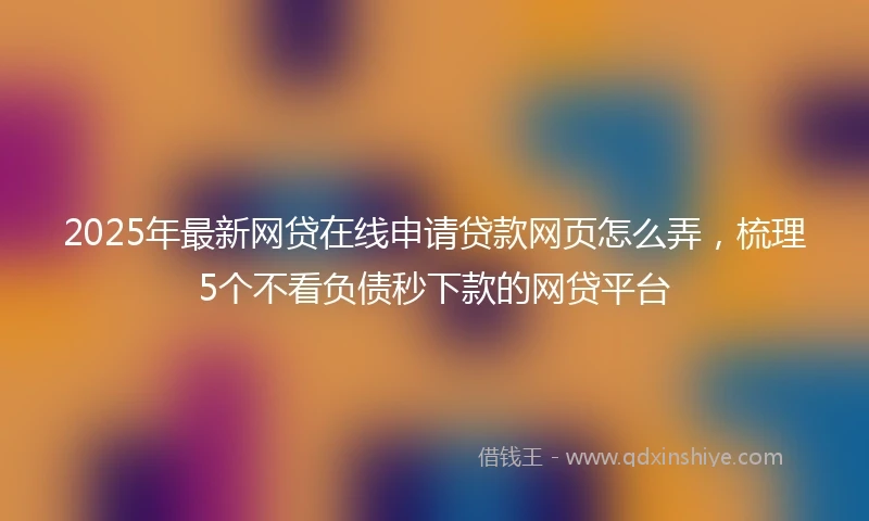2025年最新网贷在线申请贷款网页怎么弄，梳理5个不看负债秒下款的网贷平台