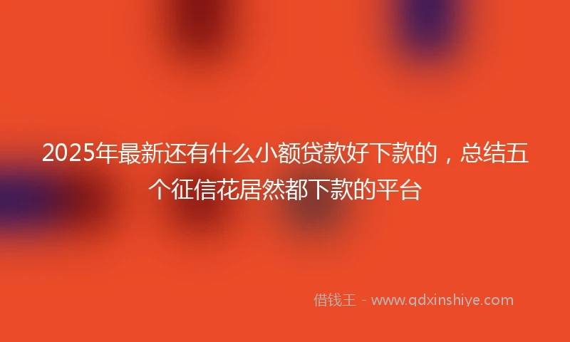 2025年最新还有什么小额贷款好下款的，总结五个征信花居然都下款的平台