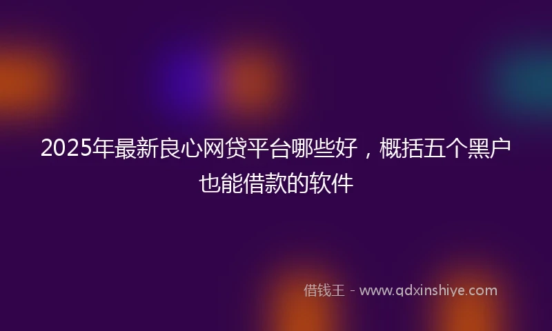 2025年最新良心网贷平台哪些好，概括五个黑户也能借款的软件