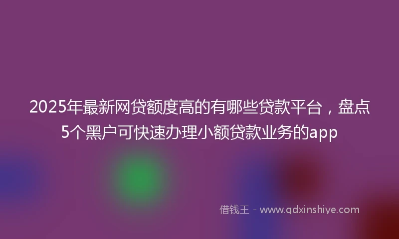 2025年最新网贷额度高的有哪些贷款平台，盘点5个黑户可快速办理小额贷款业务的app