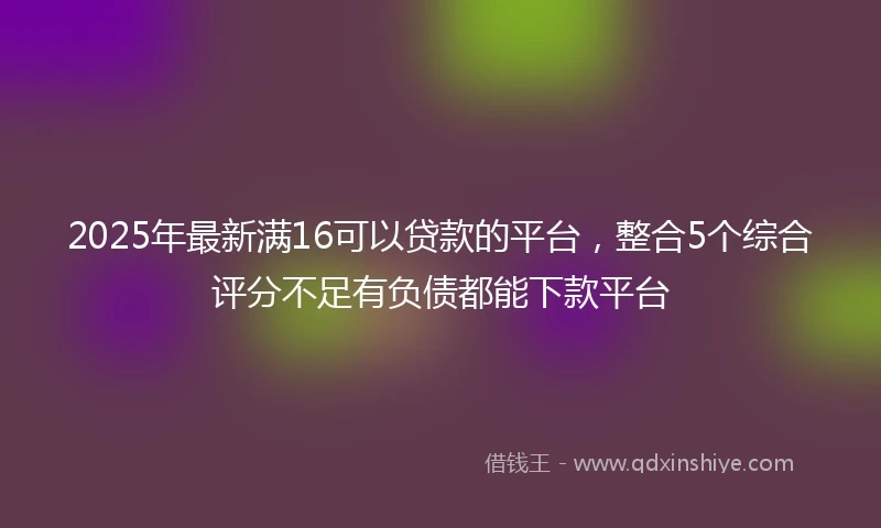 2025年最新满16可以贷款的平台，整合5个综合评分不足有负债都能下款平台