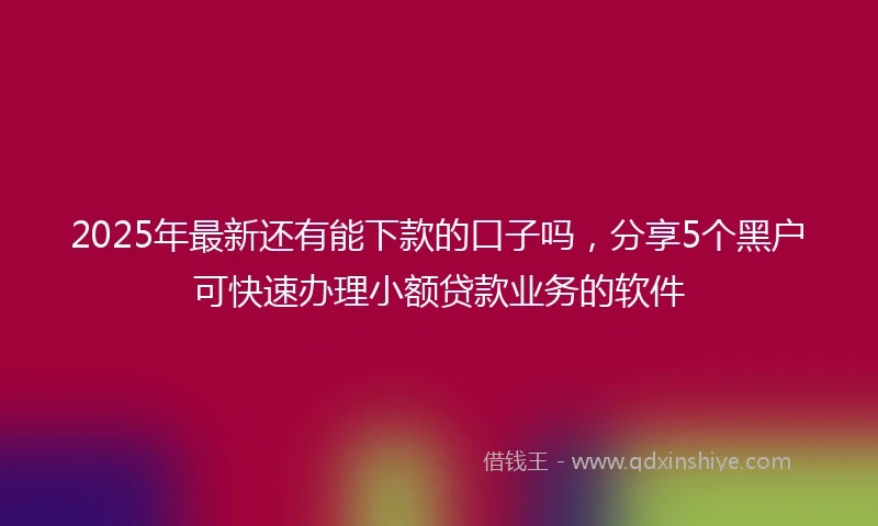 2025年最新还有能下款的口子吗，分享5个黑户可快速办理小额贷款业务的软件