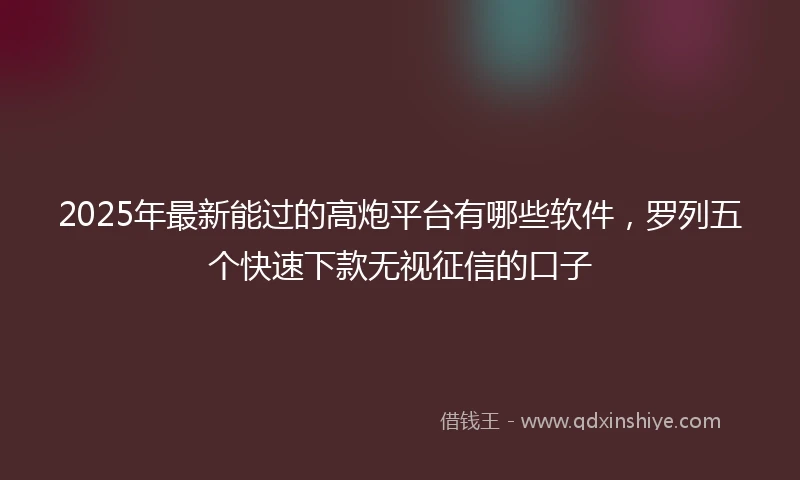 2025年最新能过的高炮平台有哪些软件，罗列五个快速下款无视征信的口子