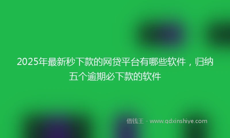 2025年最新秒下款的网贷平台有哪些软件，归纳五个逾期必下款的软件