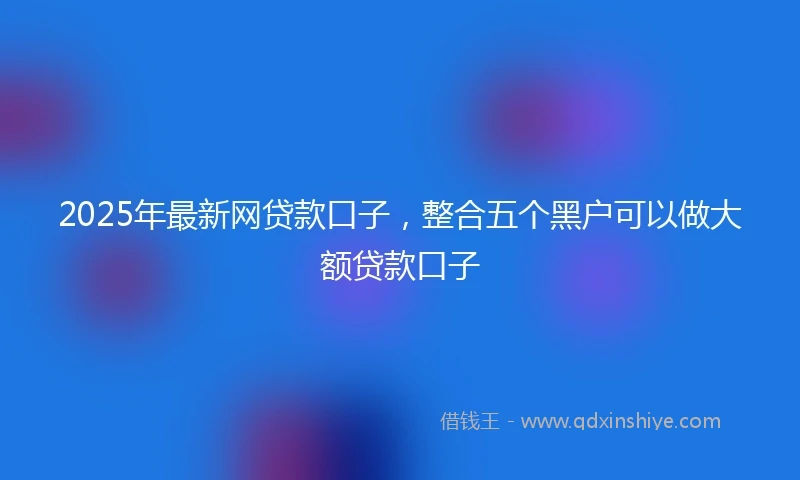 2025年最新网贷款口子，整合五个黑户可以做大额贷款口子
