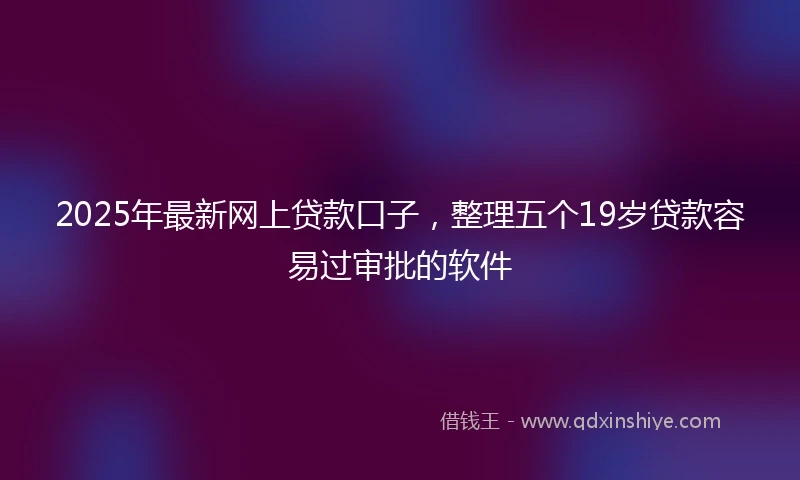 2025年最新网上贷款口子，整理五个19岁贷款容易过审批的软件