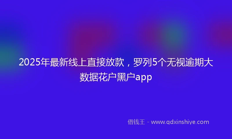 2025年最新线上直接放款，罗列5个无视逾期大数据花户黑户app