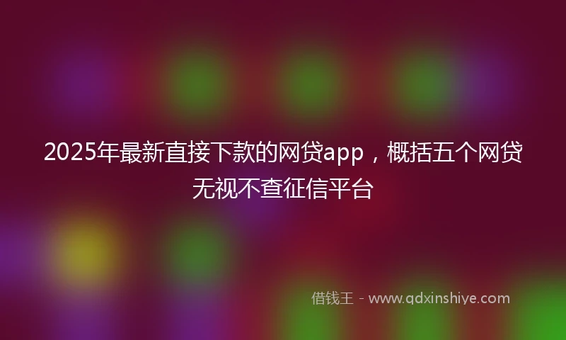2025年最新直接下款的网贷app，概括五个网贷无视不查征信平台