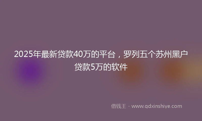 2025年最新贷款40万的平台，罗列五个苏州黑户贷款5万的软件