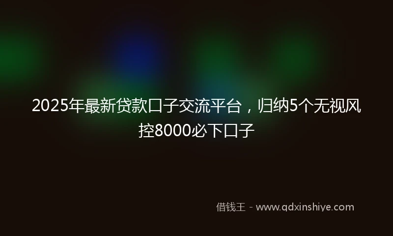 2025年最新贷款口子交流平台，归纳5个无视风控8000必下口子