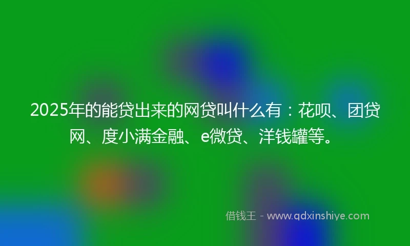 2025年的能贷出来的网贷叫什么有：花呗、团贷网、度小满金融、e微贷、洋钱罐等。