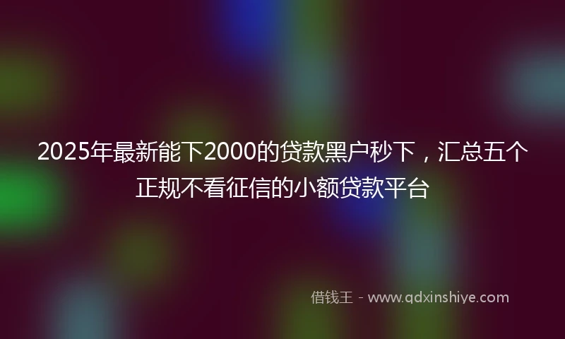 2025年最新能下2000的贷款黑户秒下，汇总五个正规不看征信的小额贷款平台
