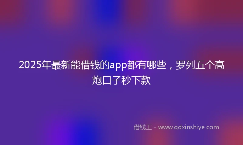 2025年最新能借钱的app都有哪些，罗列五个高炮口子秒下款