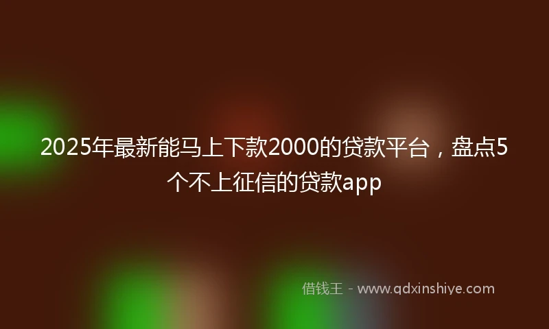 2025年最新能马上下款2000的贷款平台，盘点5个不上征信的贷款app