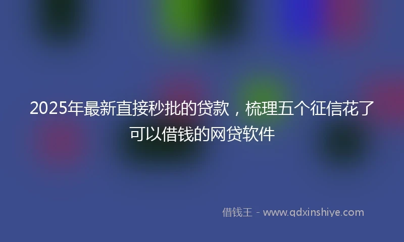 2025年最新直接秒批的贷款，梳理五个征信花了可以借钱的网贷软件