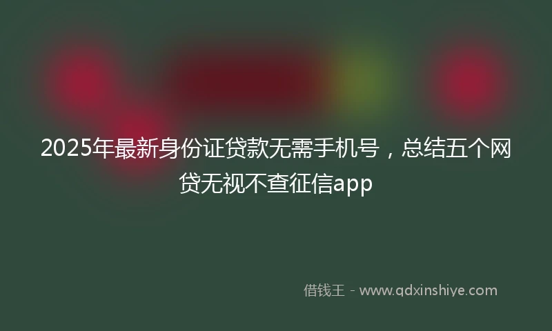 2025年最新身份证贷款无需手机号，总结五个网贷无视不查征信app