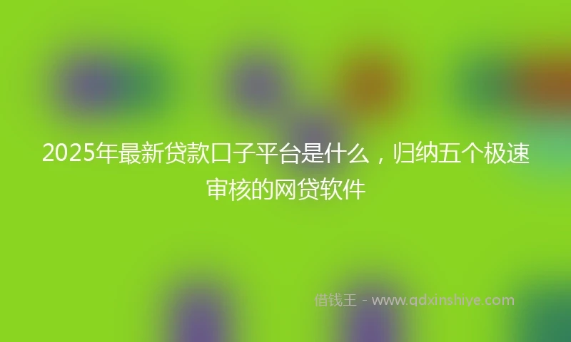 2025年最新贷款口子平台是什么，归纳五个极速审核的网贷软件