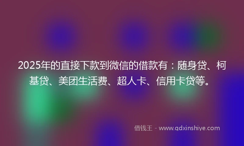 2025年的直接下款到微信的借款有：随身贷、柯基贷、美团生活费、超人卡、信用卡贷等。