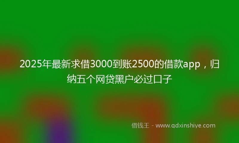 2025年最新求借3000到账2500的借款app，归纳五个网贷黑户必过口子