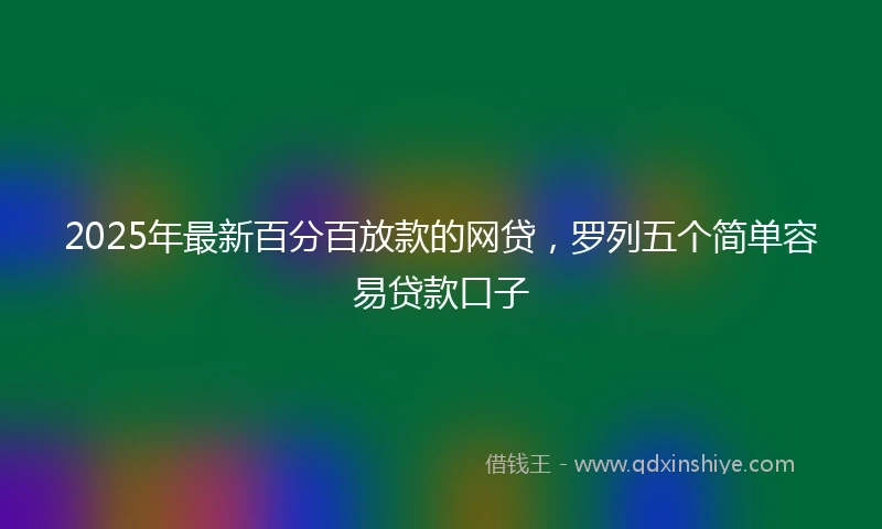 2025年最新百分百放款的网贷，罗列五个简单容易贷款口子