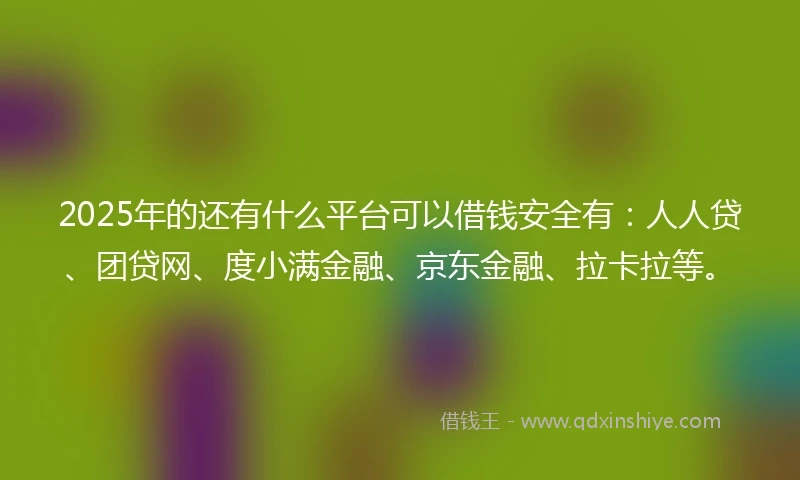 2025年的还有什么平台可以借钱安全有：人人贷、团贷网、度小满金融、京东金融、拉卡拉等。