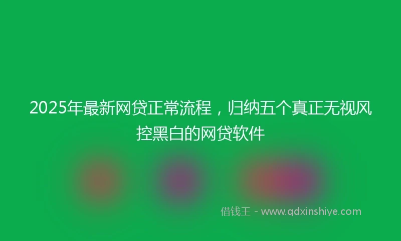 2025年最新网贷正常流程，归纳五个真正无视风控黑白的网贷软件
