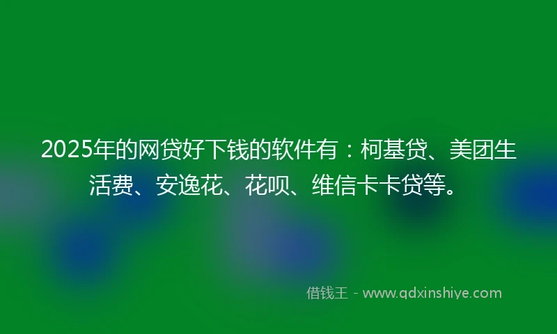 2025年的网贷好下钱的软件有：柯基贷、美团生活费、安逸花、花呗、维信卡卡贷等。