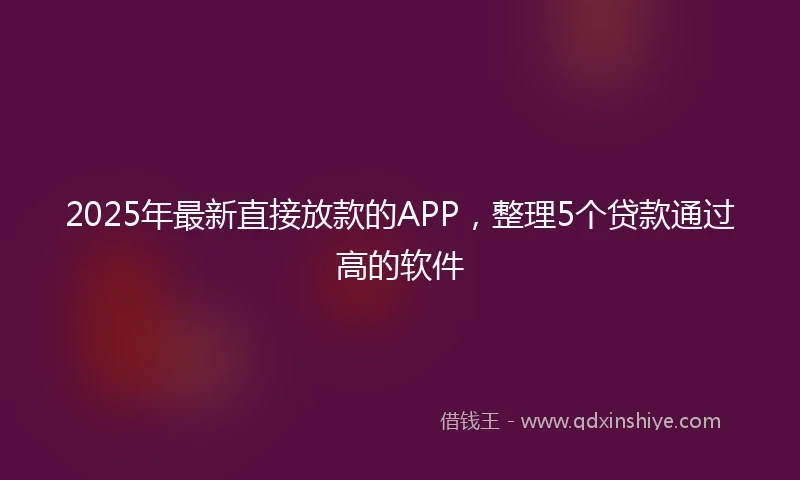 2025年最新直接放款的APP，整理5个贷款通过高的软件