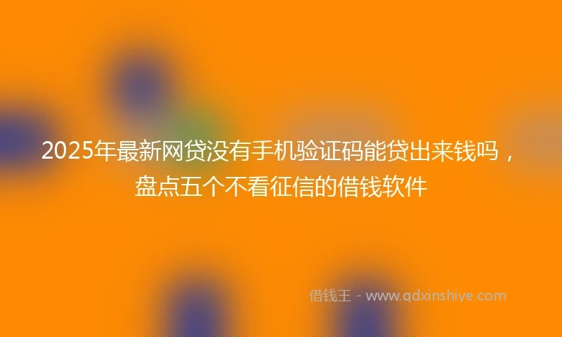 2025年最新网贷没有手机验证码能贷出来钱吗，盘点五个不看征信的借钱软件