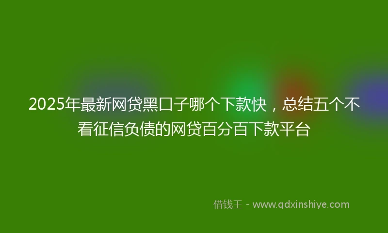 2025年最新网贷黑口子哪个下款快，总结五个不看征信负债的网贷百分百下款平台