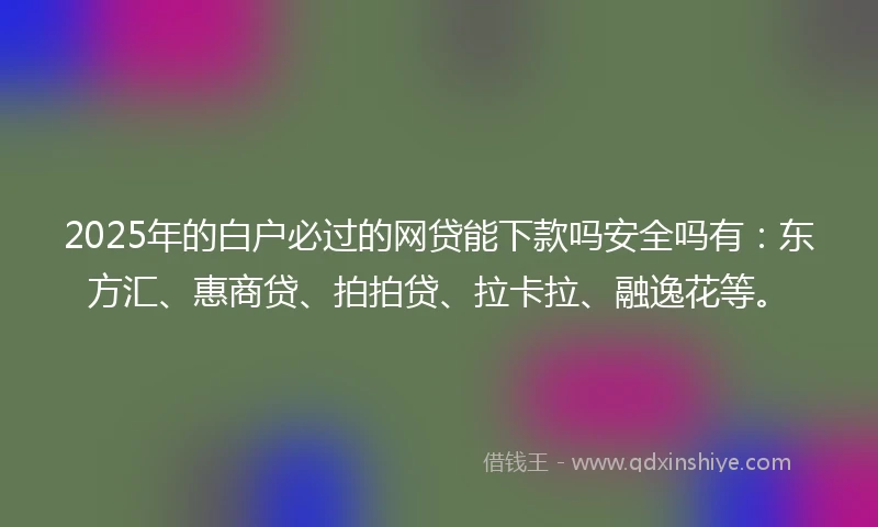2025年的白户必过的网贷能下款吗安全吗有：东方汇、惠商贷、拍拍贷、拉卡拉、融逸花等。