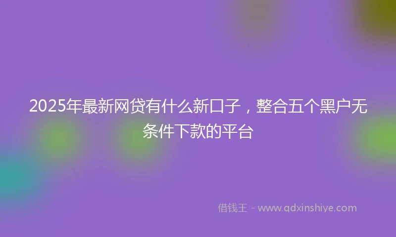 2025年最新网贷有什么新口子，整合五个黑户无条件下款的平台