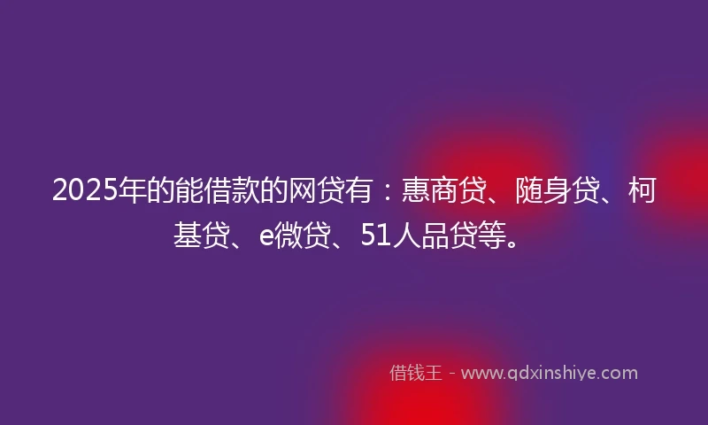2025年的能借款的网贷有：惠商贷、随身贷、柯基贷、e微贷、51人品贷等。