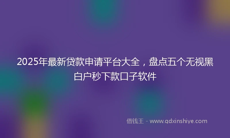 2025年最新贷款申请平台大全，盘点五个无视黑白户秒下款口子软件