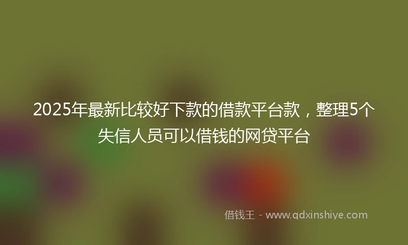 2025年最新比较好下款的借款平台款，整理5个失信人员可以借钱的网贷平台