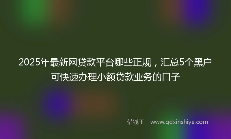 2025年最新网贷款平台哪些正规，汇总5个黑户可快速办理小额贷款业务的口子